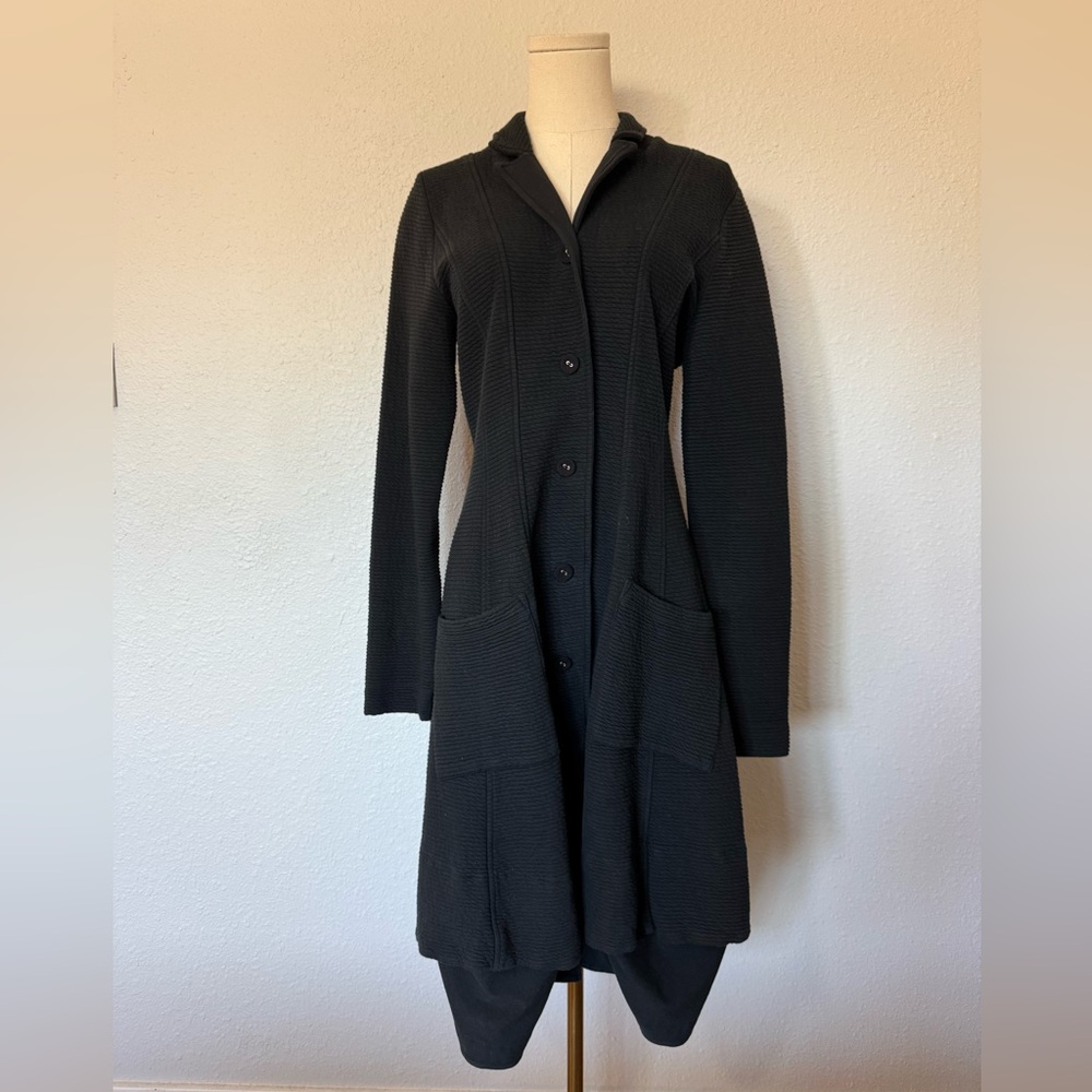 Elemente Clemente Black Cotton Ribbed Coat size Small